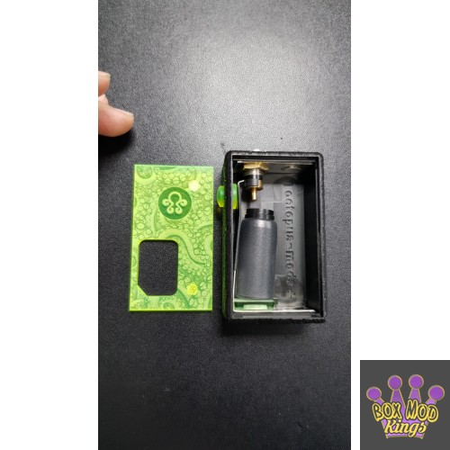 Octopus mods Black 360 Engraved Box/Neon Green Door and button